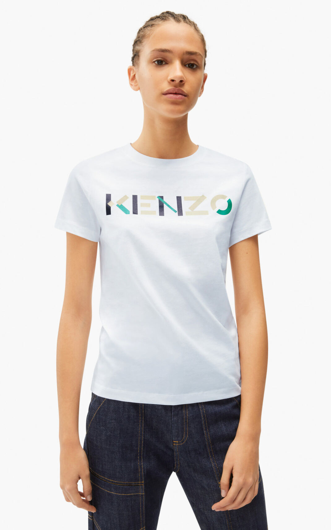 T Shirt Kenzo with multicoloured logo Femme Blanche | FXIR-28916